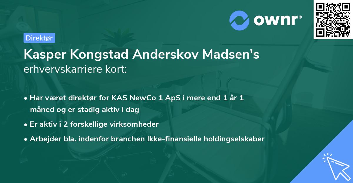 Kasper Kongstad Anderskov Madsen's erhvervskarriere kort