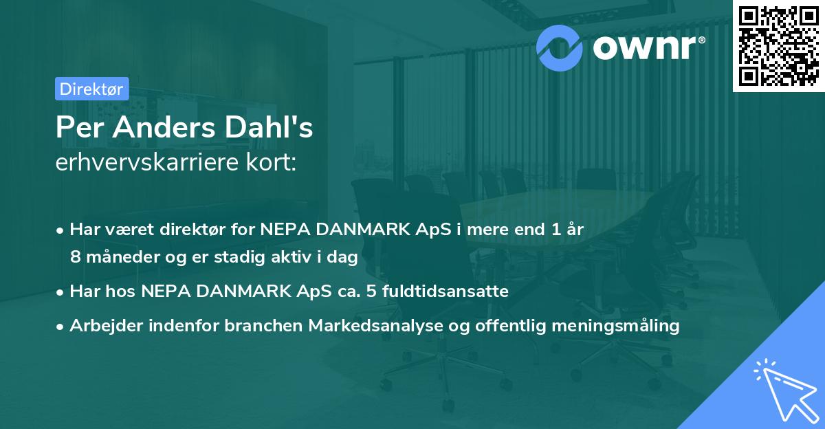 Per Anders Dahl's erhvervskarriere kort