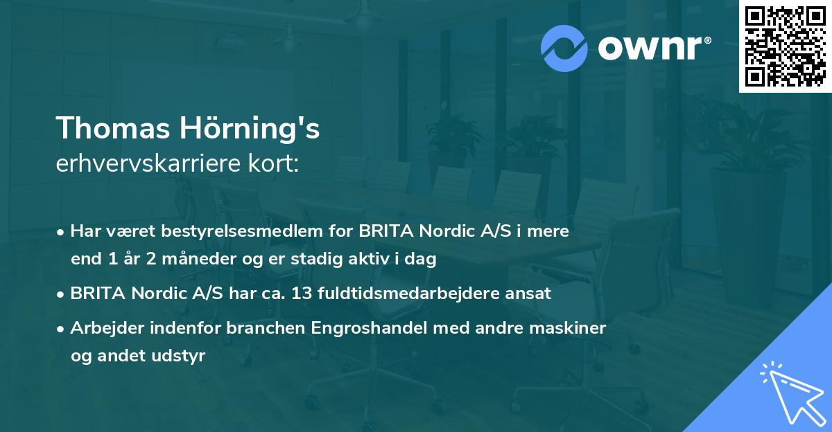 Thomas Hörning's erhvervskarriere kort