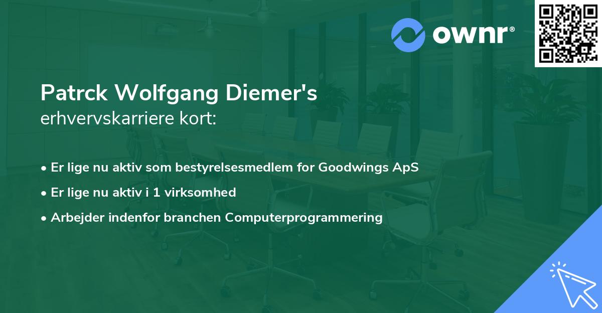 Patrck Wolfgang Diemer's erhvervskarriere kort