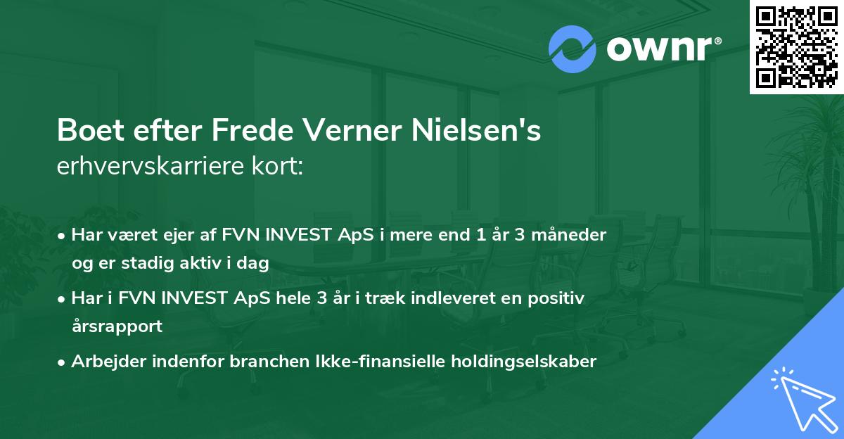 Boet efter Frede Verner Nielsen's erhvervskarriere kort