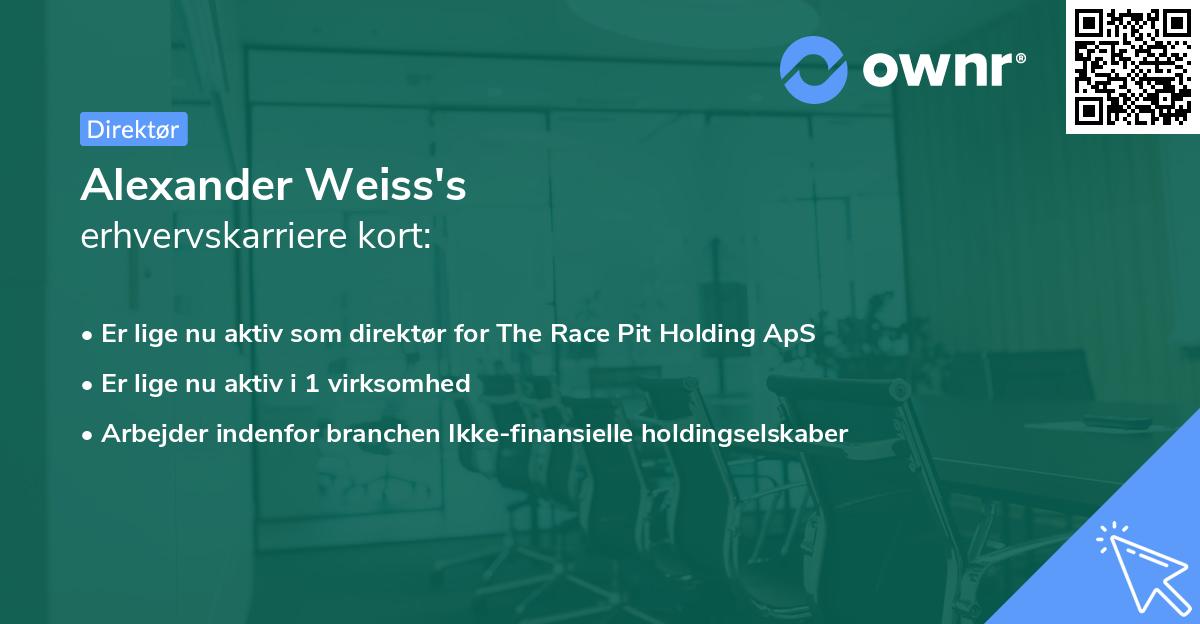 Alexander Weiss's erhvervskarriere kort