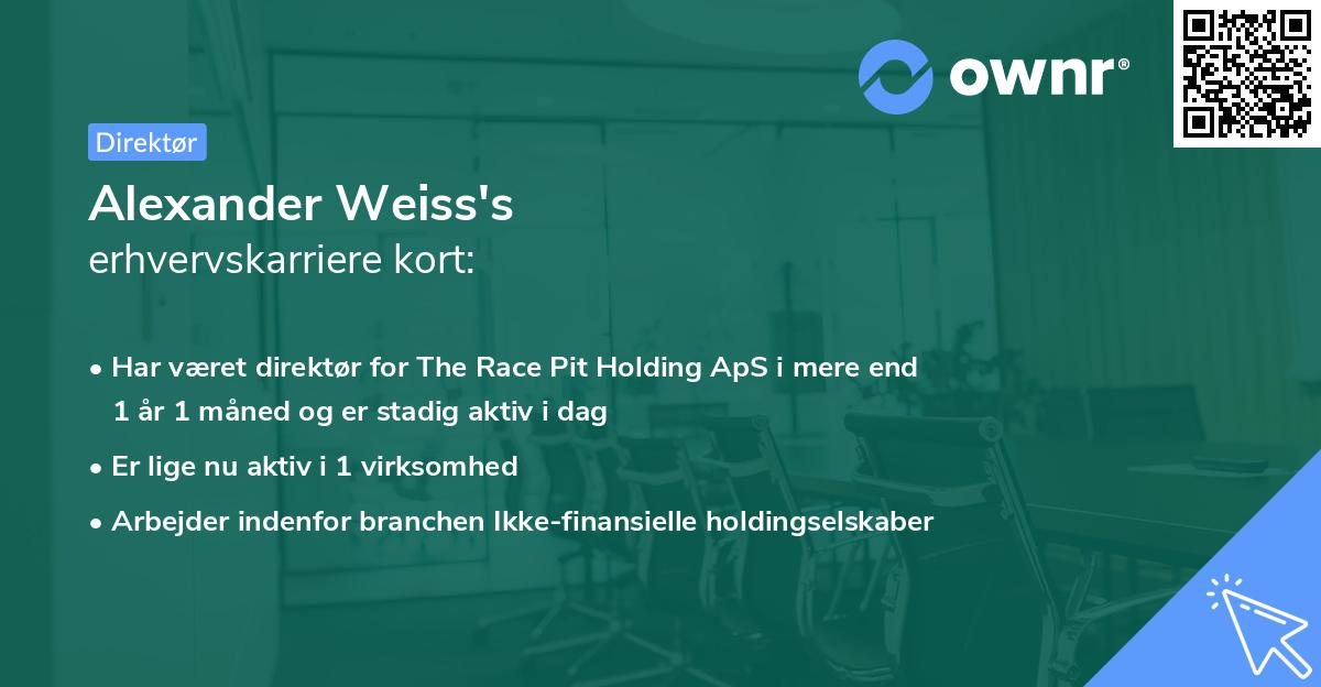 Alexander Weiss's erhvervskarriere kort