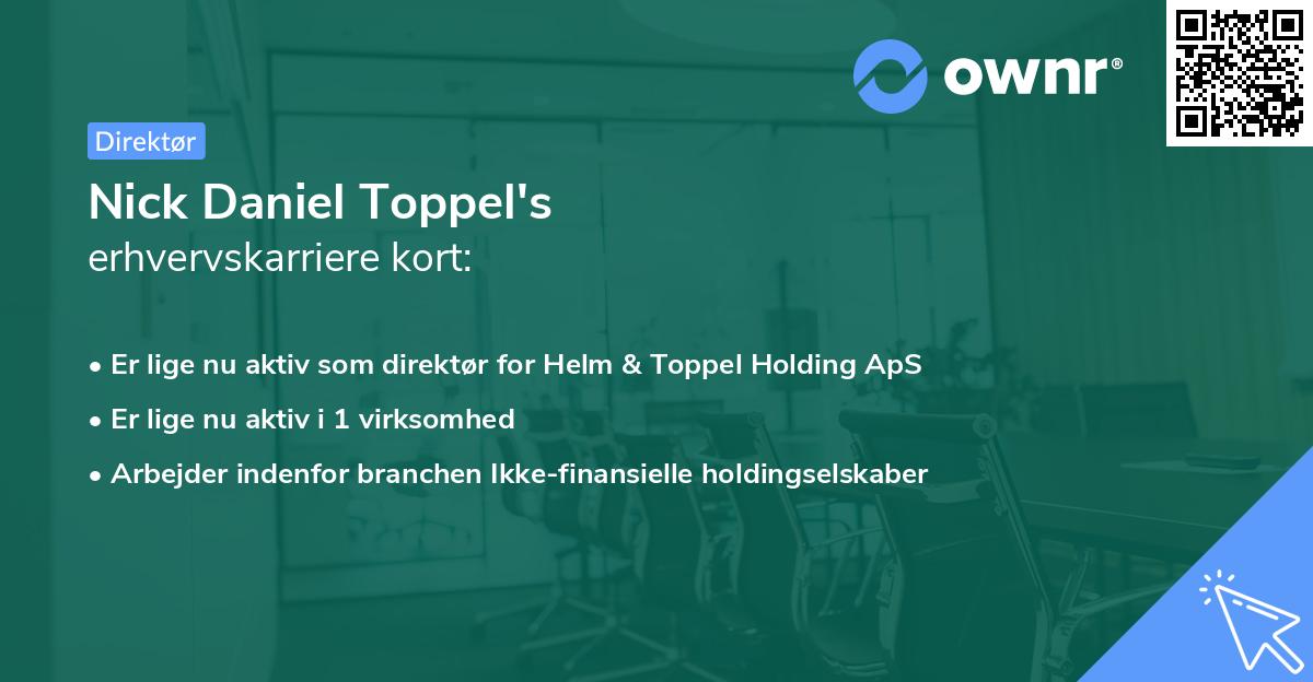 Nick Daniel Toppel's erhvervskarriere kort