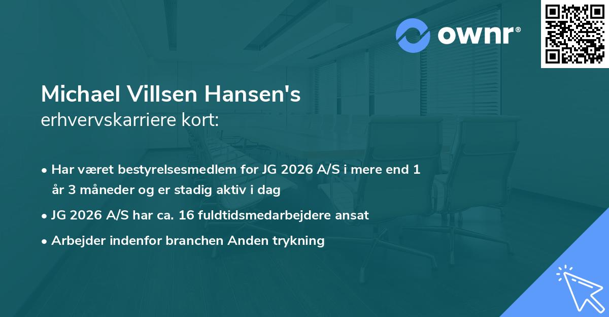Michael Villsen Hansen's erhvervskarriere kort