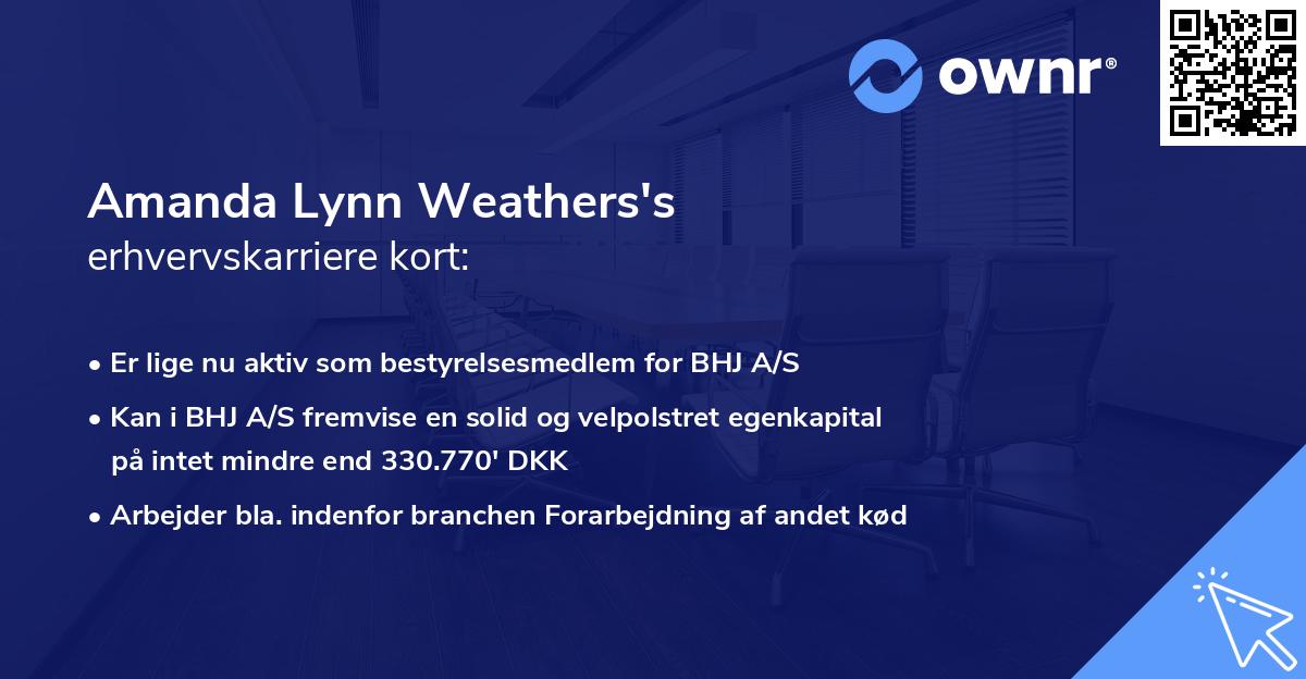Amanda Lynn Weathers's erhvervskarriere kort