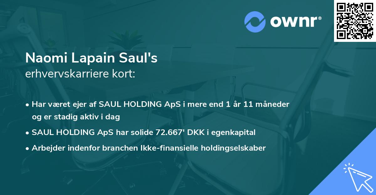 Naomi Lapain Saul's erhvervskarriere kort
