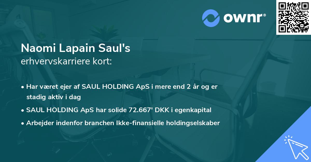 Naomi Lapain Saul's erhvervskarriere kort