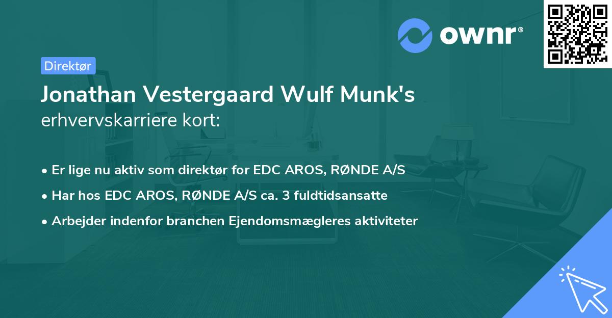 Jonathan Vestergaard Wulf Munk's erhvervskarriere kort