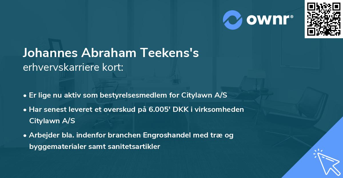 Johannes Abraham Teekens's erhvervskarriere kort
