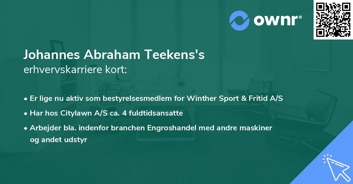 Johannes Abraham Teekens's erhvervskarriere kort