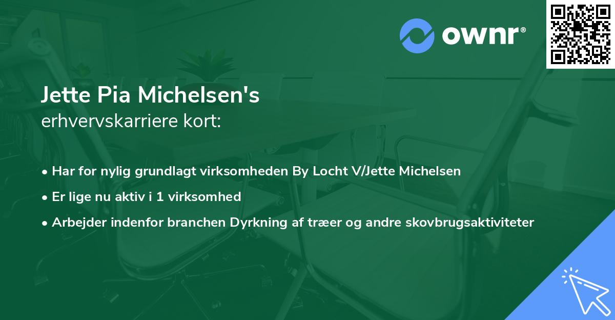 Jette Pia Michelsen's erhvervskarriere kort