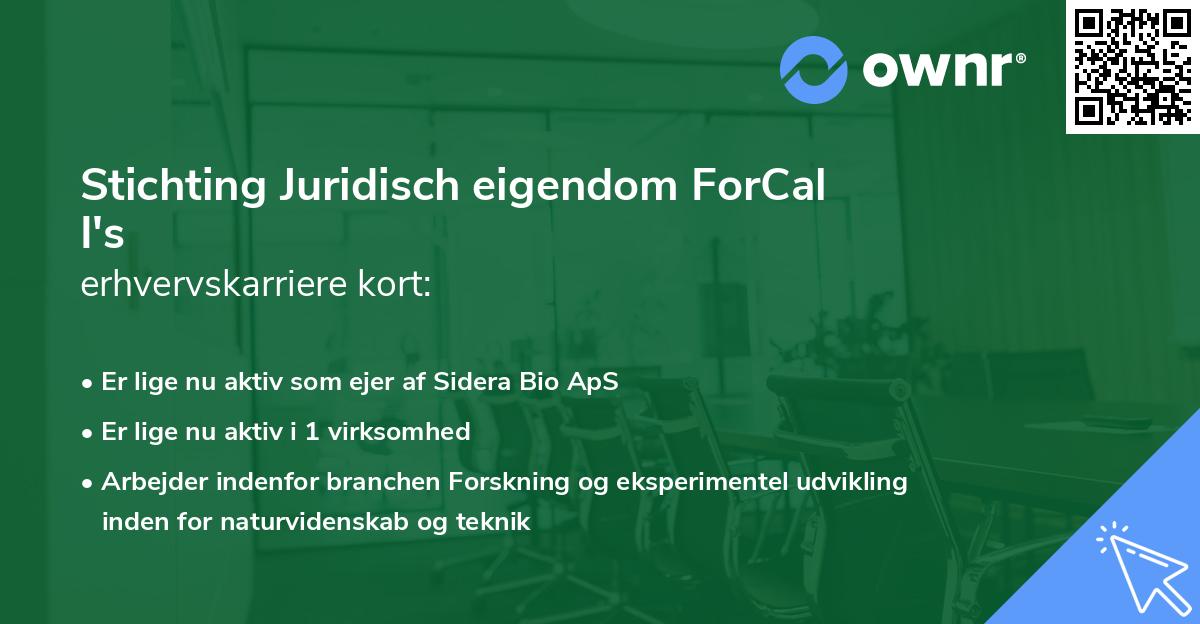 Stichting Juridisch eigendom ForCal I's erhvervskarriere kort
