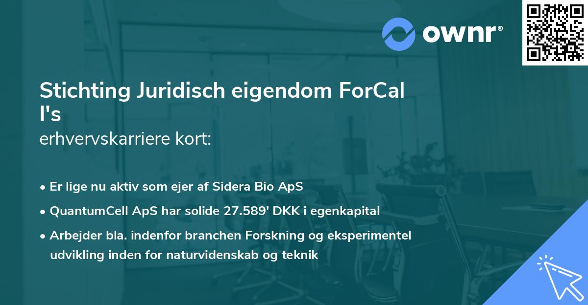 Stichting Juridisch eigendom ForCal I's erhvervskarriere kort