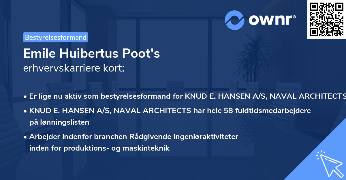Emile Huibertus Poot's erhvervskarriere kort