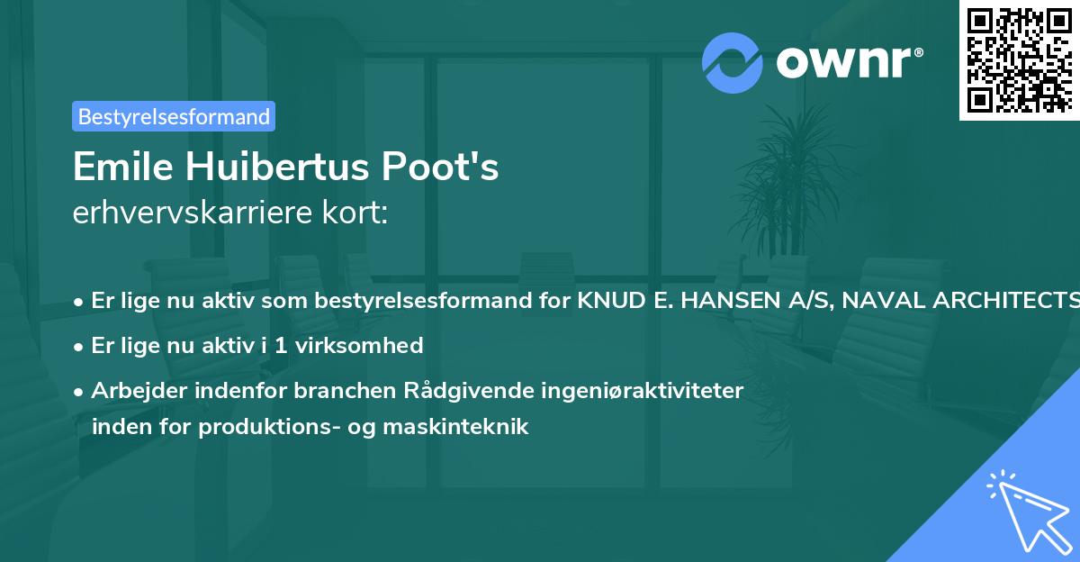 Emile Huibertus Poot's erhvervskarriere kort