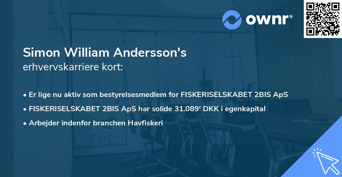 Simon William Andersson's erhvervskarriere kort