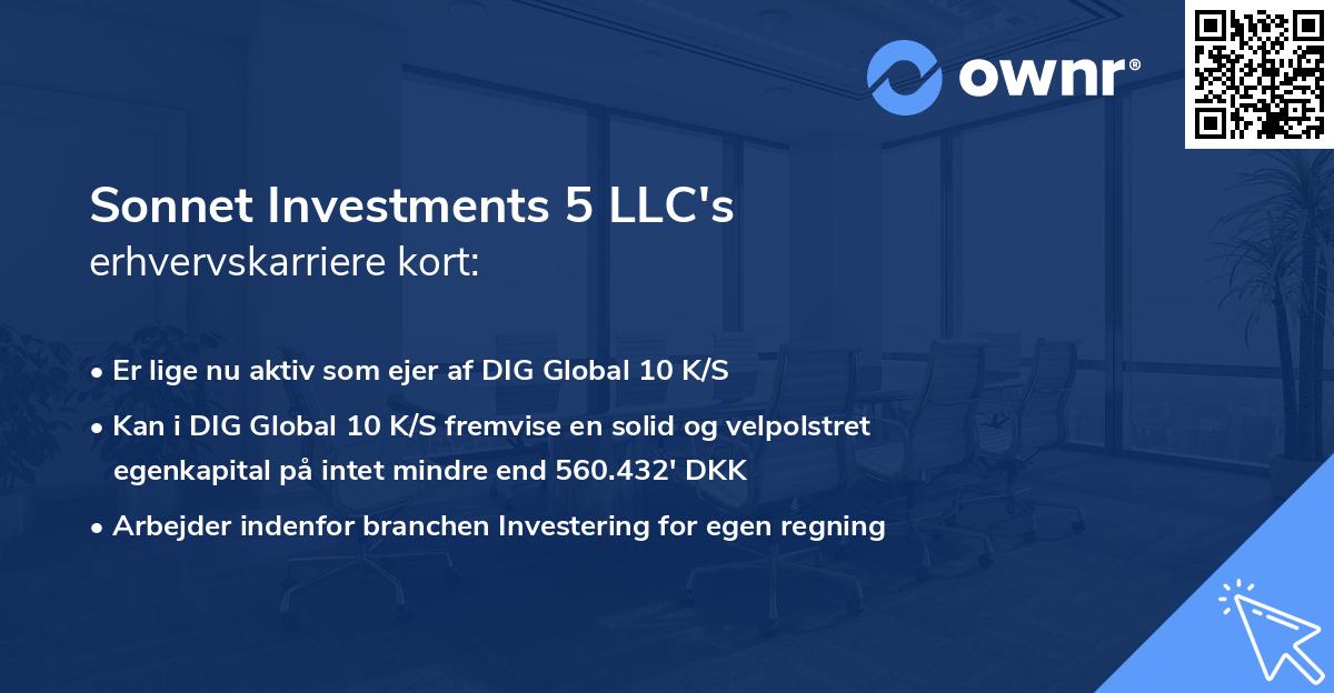 Sonnet Investments 5 LLC's erhvervskarriere kort