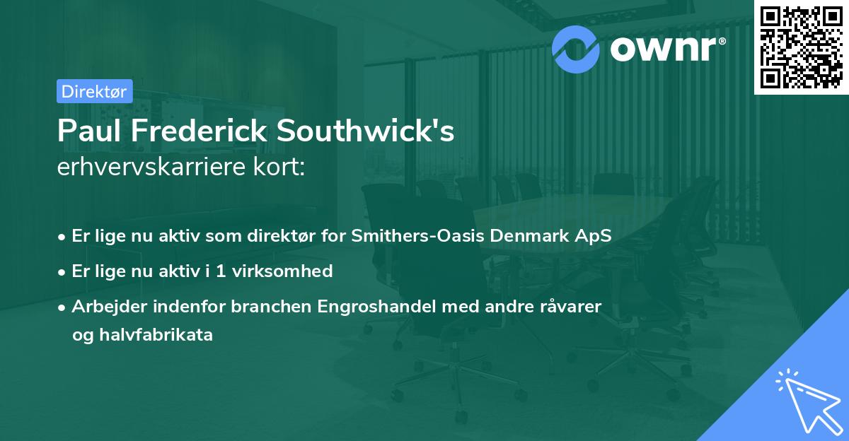 Paul Frederick Southwick's erhvervskarriere kort
