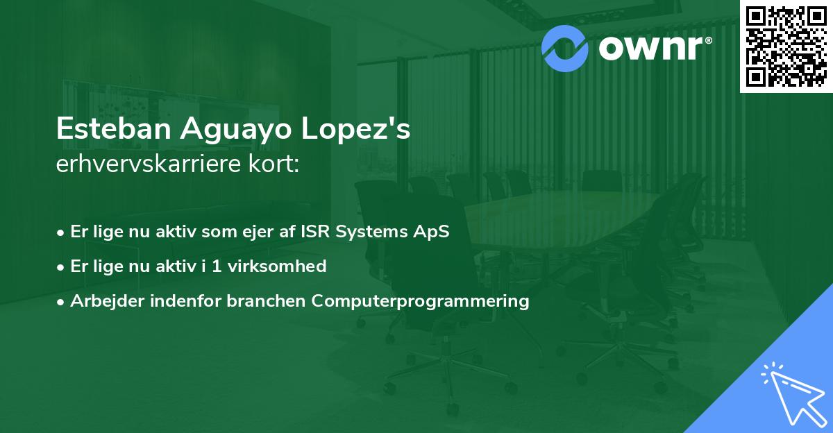 Esteban Aguayo Lopez's erhvervskarriere kort