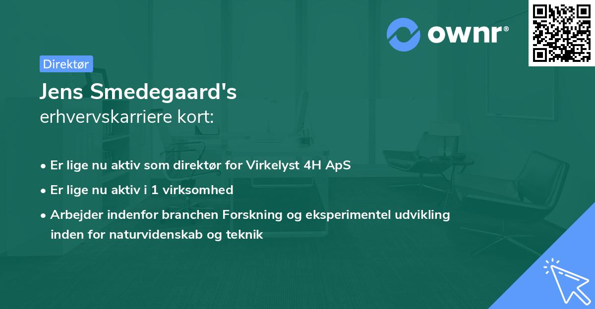 Jens Smedegaard's erhvervskarriere kort