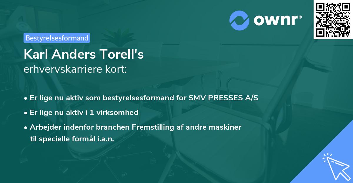 Karl Anders Torell's erhvervskarriere kort