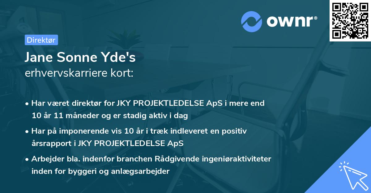 Jane Sonne Yde's erhvervskarriere kort