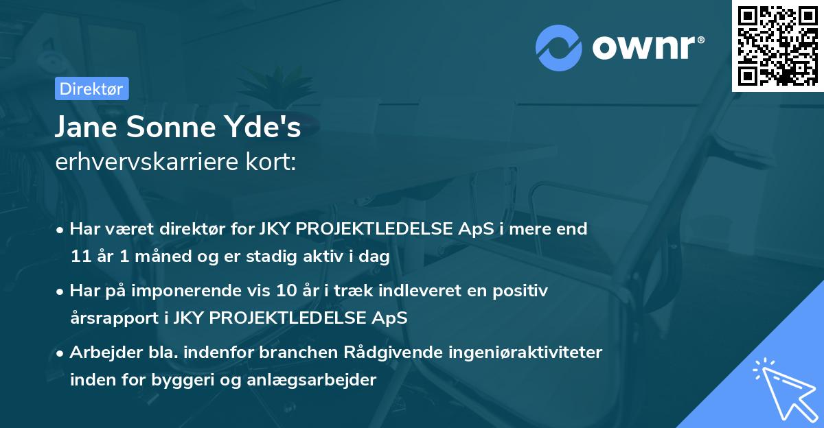 Jane Sonne Yde's erhvervskarriere kort