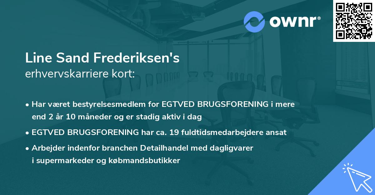 Line Sand Frederiksen's erhvervskarriere kort
