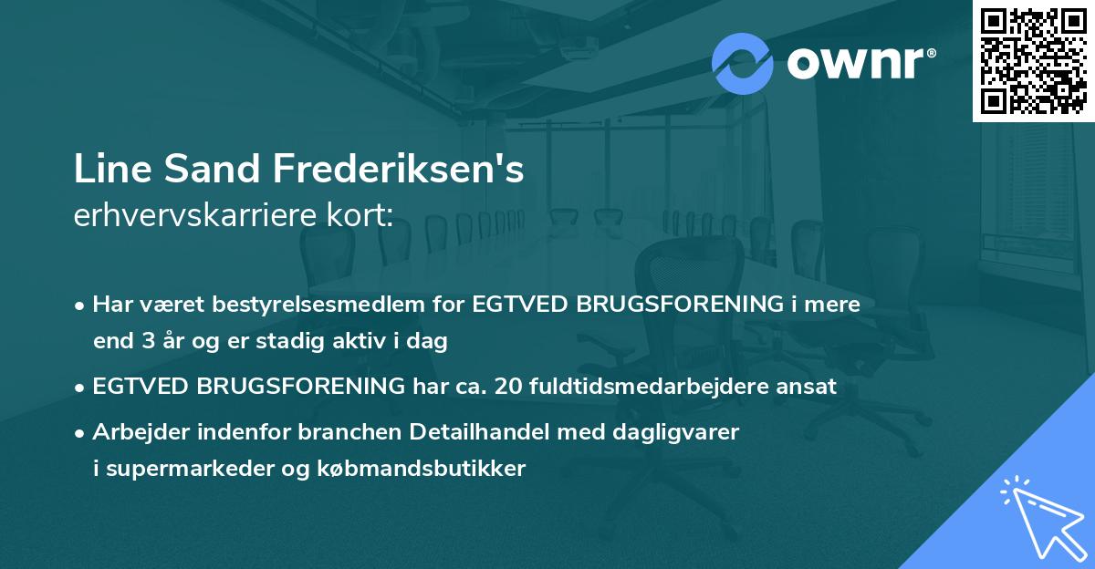 Line Sand Frederiksen's erhvervskarriere kort