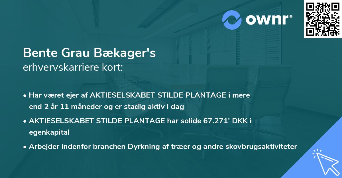 Bente Grau Bækager's erhvervskarriere kort