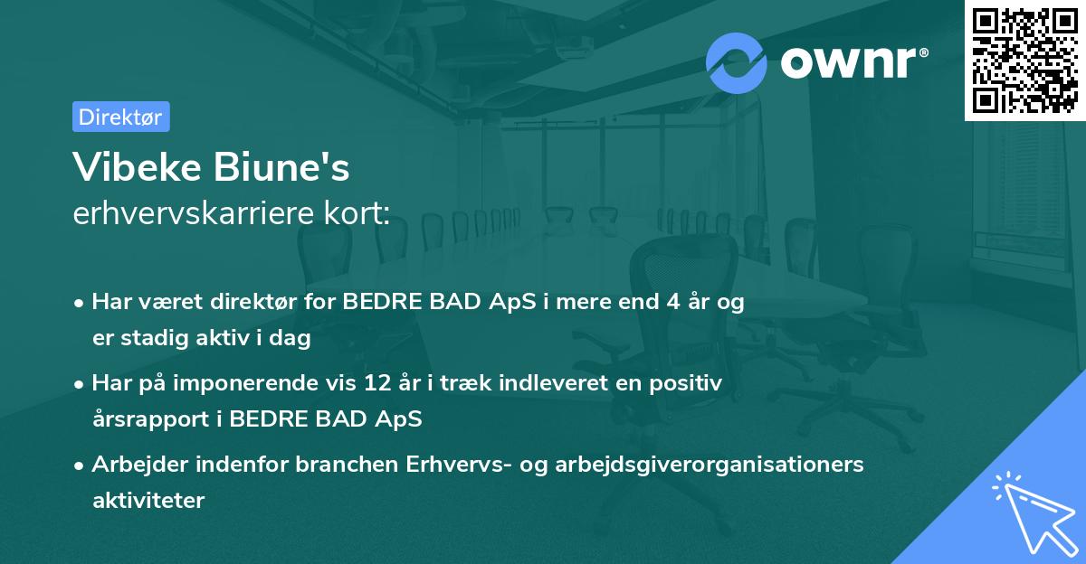 Vibeke Biune's erhvervskarriere kort