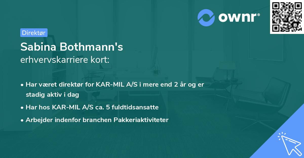 Sabina Bothmann's erhvervskarriere kort