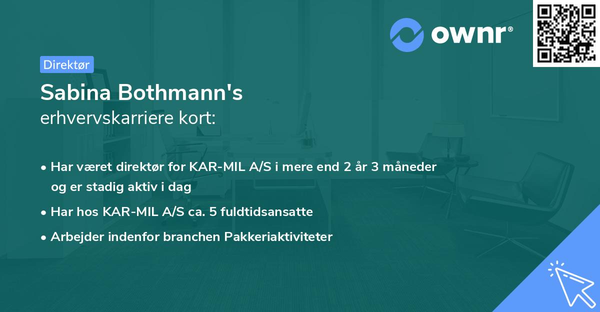 Sabina Bothmann's erhvervskarriere kort