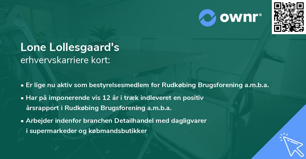Lone Lollesgaard's erhvervskarriere kort