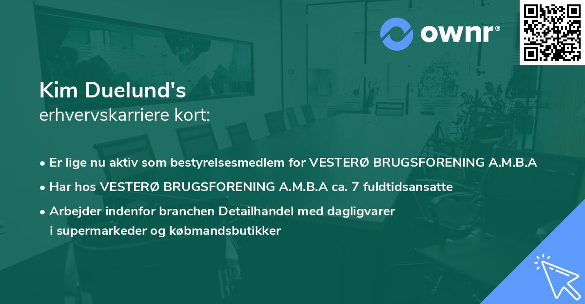 Kim Duelund's erhvervskarriere kort