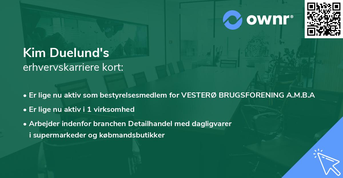 Kim Duelund's erhvervskarriere kort