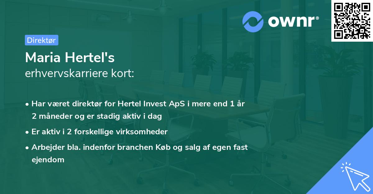 Maria Hertel's erhvervskarriere kort