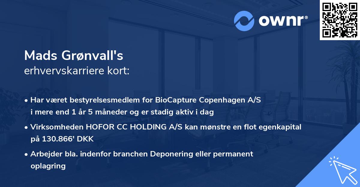 Mads Grønvall's erhvervskarriere kort