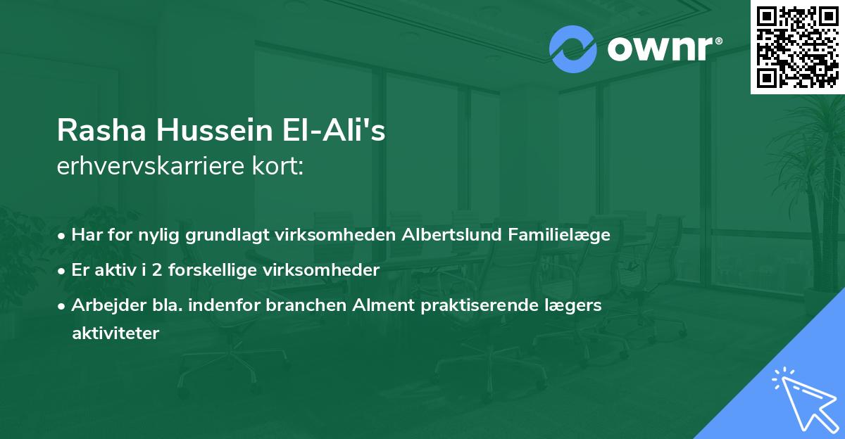 Rasha Hussein El-Ali's erhvervskarriere kort