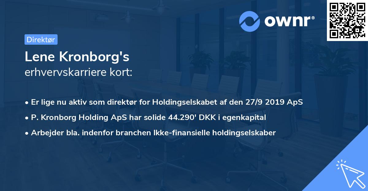 Lene Kronborg's erhvervskarriere kort