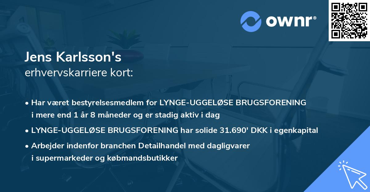 Jens Karlsson's erhvervskarriere kort
