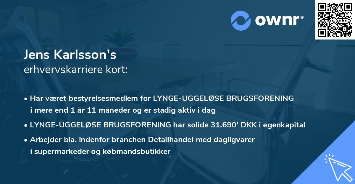 Jens Karlsson's erhvervskarriere kort