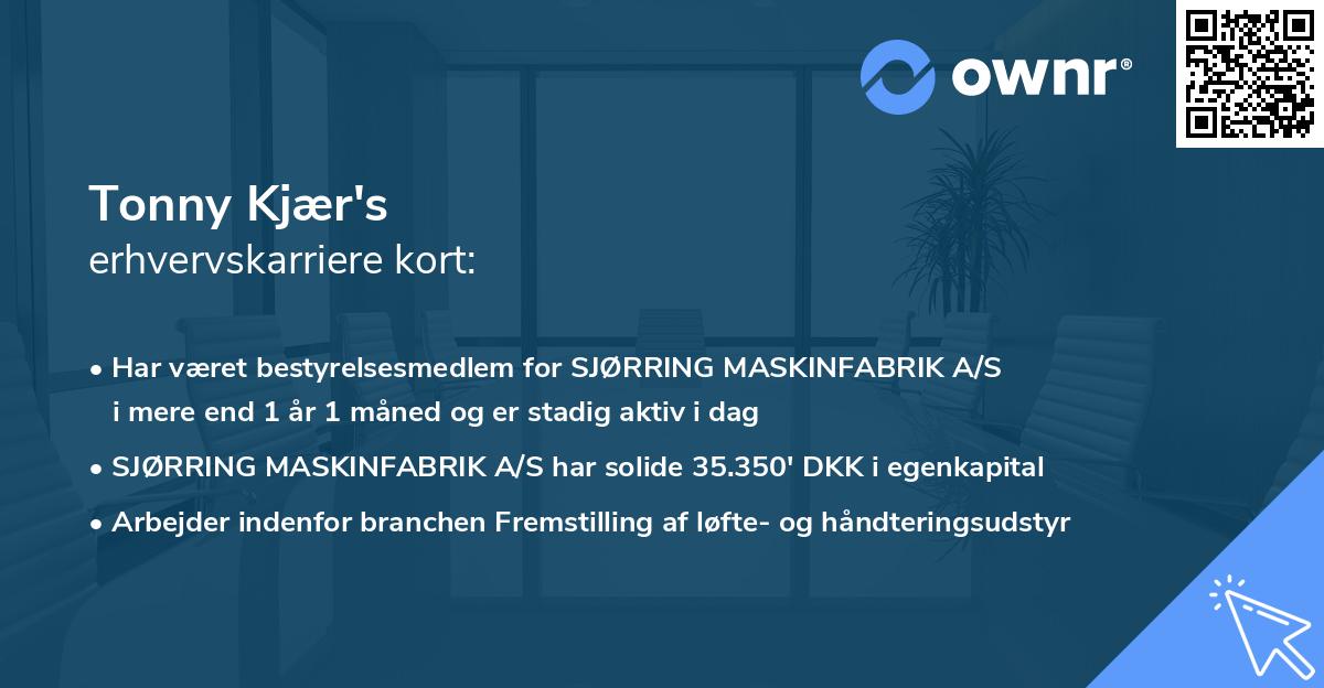 Tonny Kjær's erhvervskarriere kort