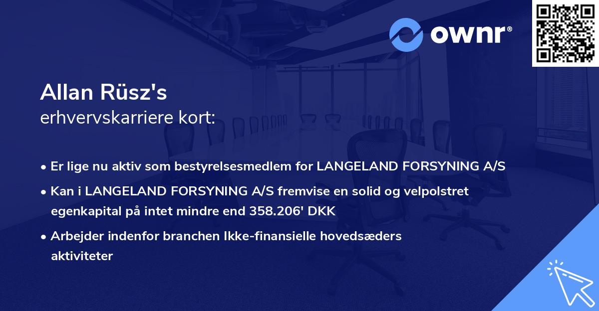 Allan Rüsz's erhvervskarriere kort