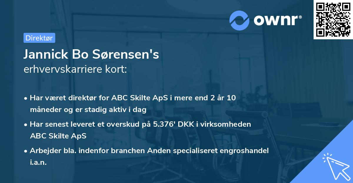 Jannick Bo Sørensen's erhvervskarriere kort