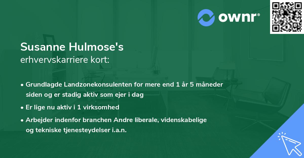 Susanne Hulmose's erhvervskarriere kort