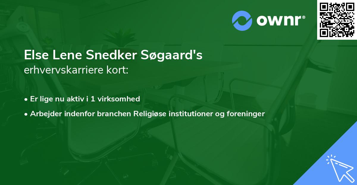 Else Lene Snedker Søgaard's erhvervskarriere kort