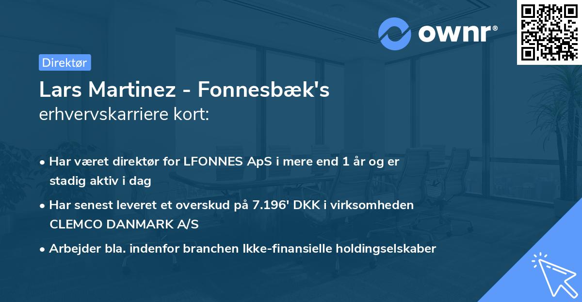 Lars Martinez - Fonnesbæk's erhvervskarriere kort