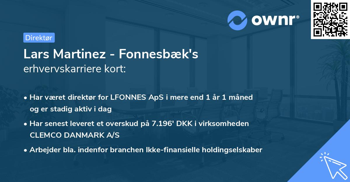 Lars Martinez - Fonnesbæk's erhvervskarriere kort